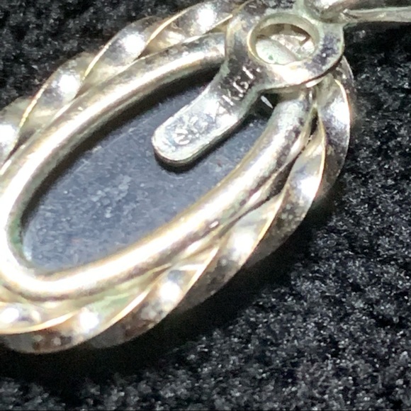 Black Onyx & White Gold Pendant on 10K Gold Chain - Picture 5 of 10